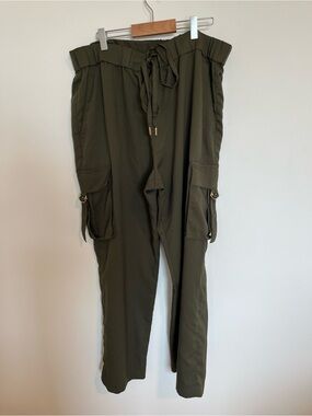Michael Kors Olive Green Cargo Joggers with Drawstring Waist women